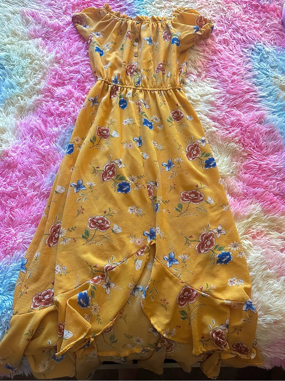 Stylish Yellow Floral Maxi Dress